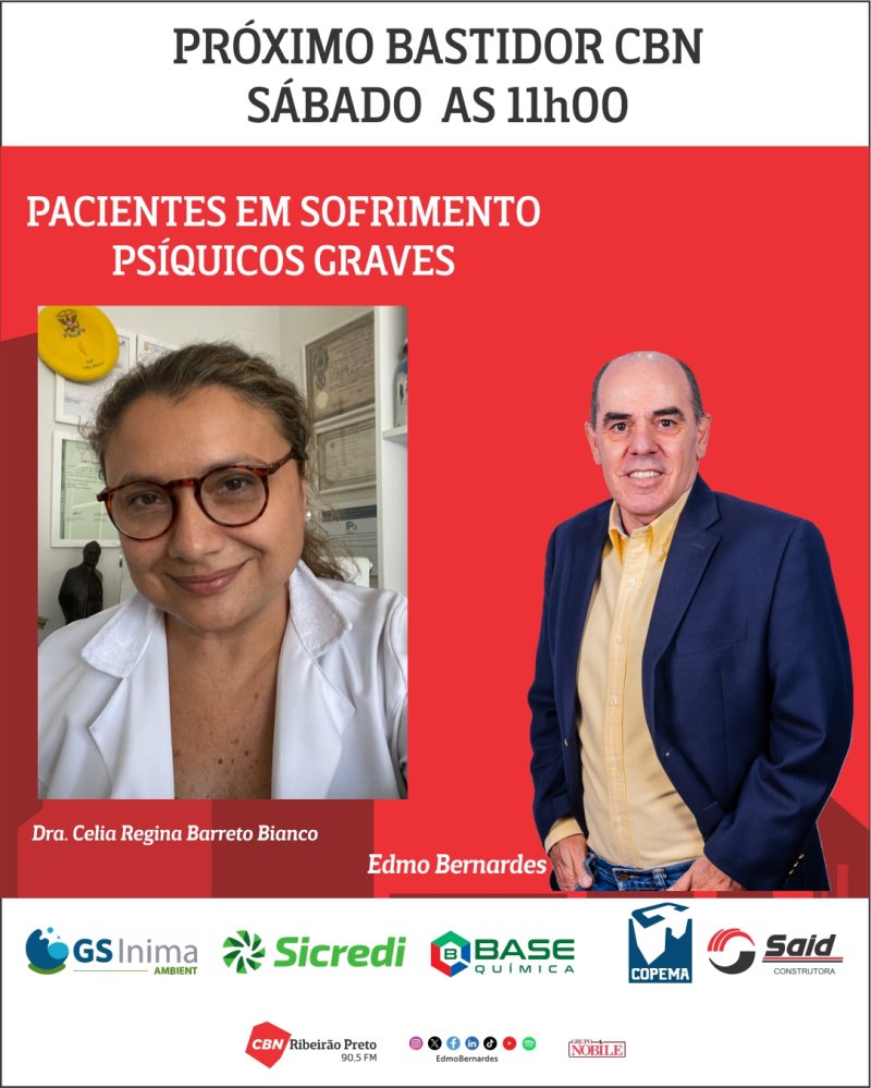 BASTIDOR CBN DO PR�XIMO S�BADO COM CELIA REGINA BARRETO BIANCO