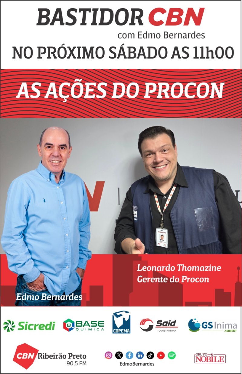 O GERENTE DO PROCON DE RIBEIR�O PRETO, LEONARDO THOMAZINE, VAI FALAR DAS IMPORTANTES A��ES DO �RG�O NA CIDADE.
