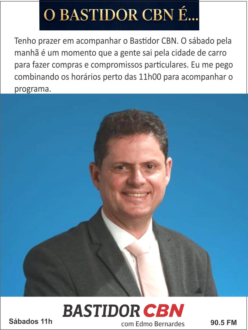 O advogado Evandro Grilli fala o que acha do programa Bastidor CBN. Conte voc� tamb�m o seu pensamento.